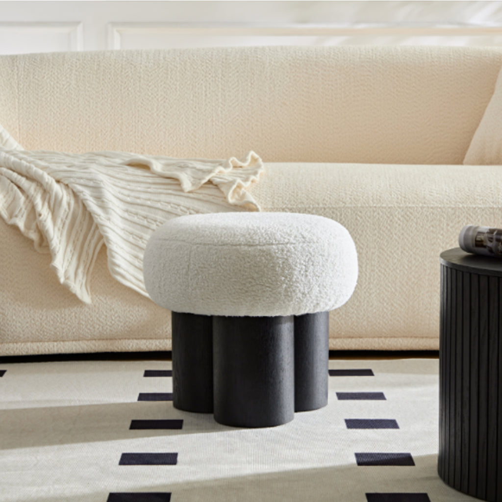 W8017-1 White Lamb Wool Seat with Barrel PVC Pipe and Black Ash Willow - Grand Goldman Shop
