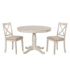 Antique White Modern Dining Table Set for 4 with Round Table and Chairs, Solid Wood & MDF - Grand Goldman Shop