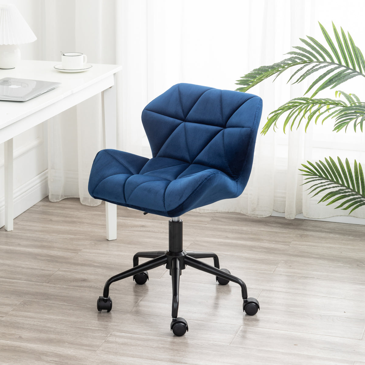 Eldon Diamond Tufted Adjustable Swivel Office Chair, Blue | Premium Home Decor - Grand Goldman