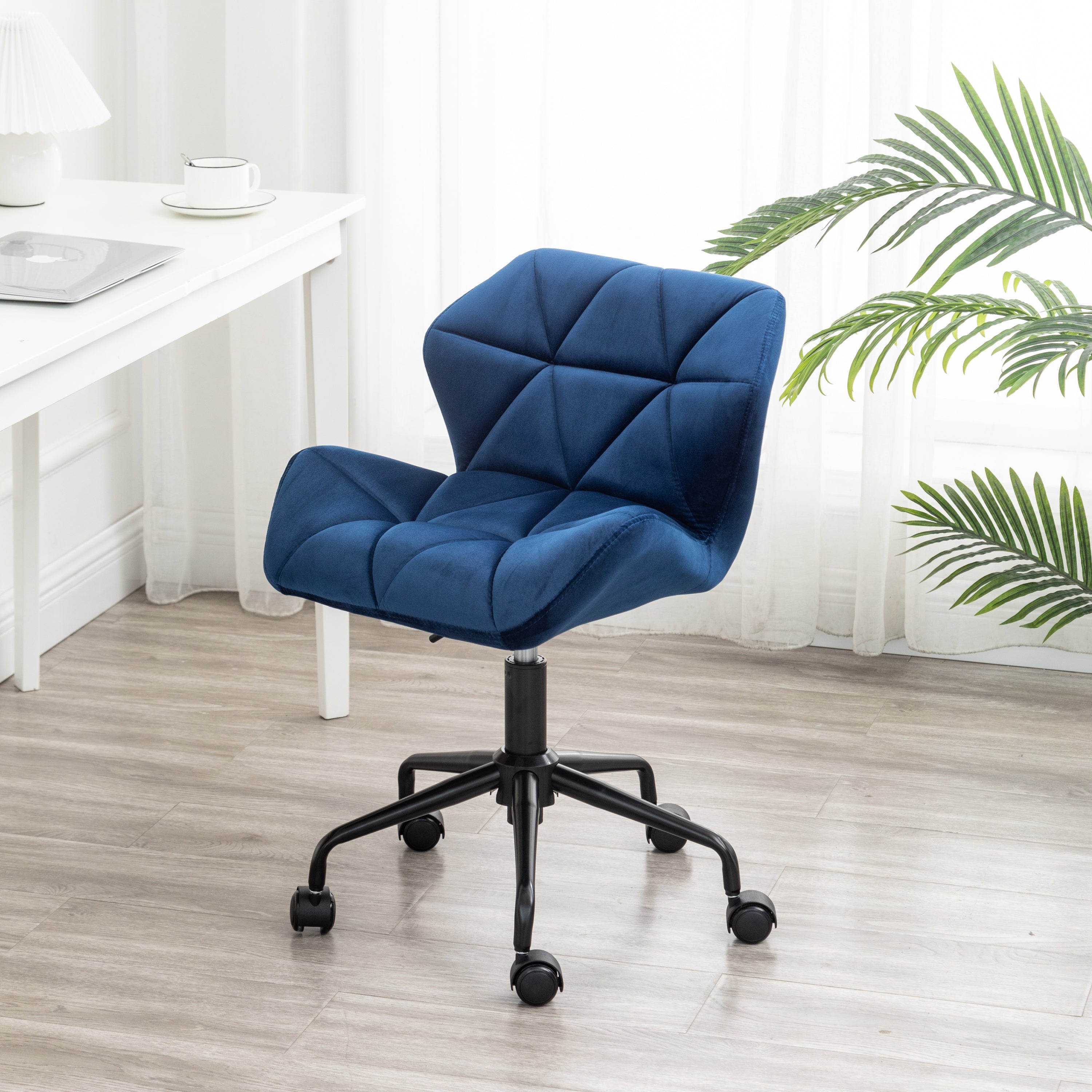 Eldon Diamond Tufted Adjustable Swivel Office Chair, Blue | Premium Home Decor - Grand Goldman