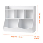 Wood Kid Storage Cubby, Toy Storage Organizer with Bookshelf, 5-Cubby Wood Toy Storage Cabinet, Children Book Toy Shelf for K