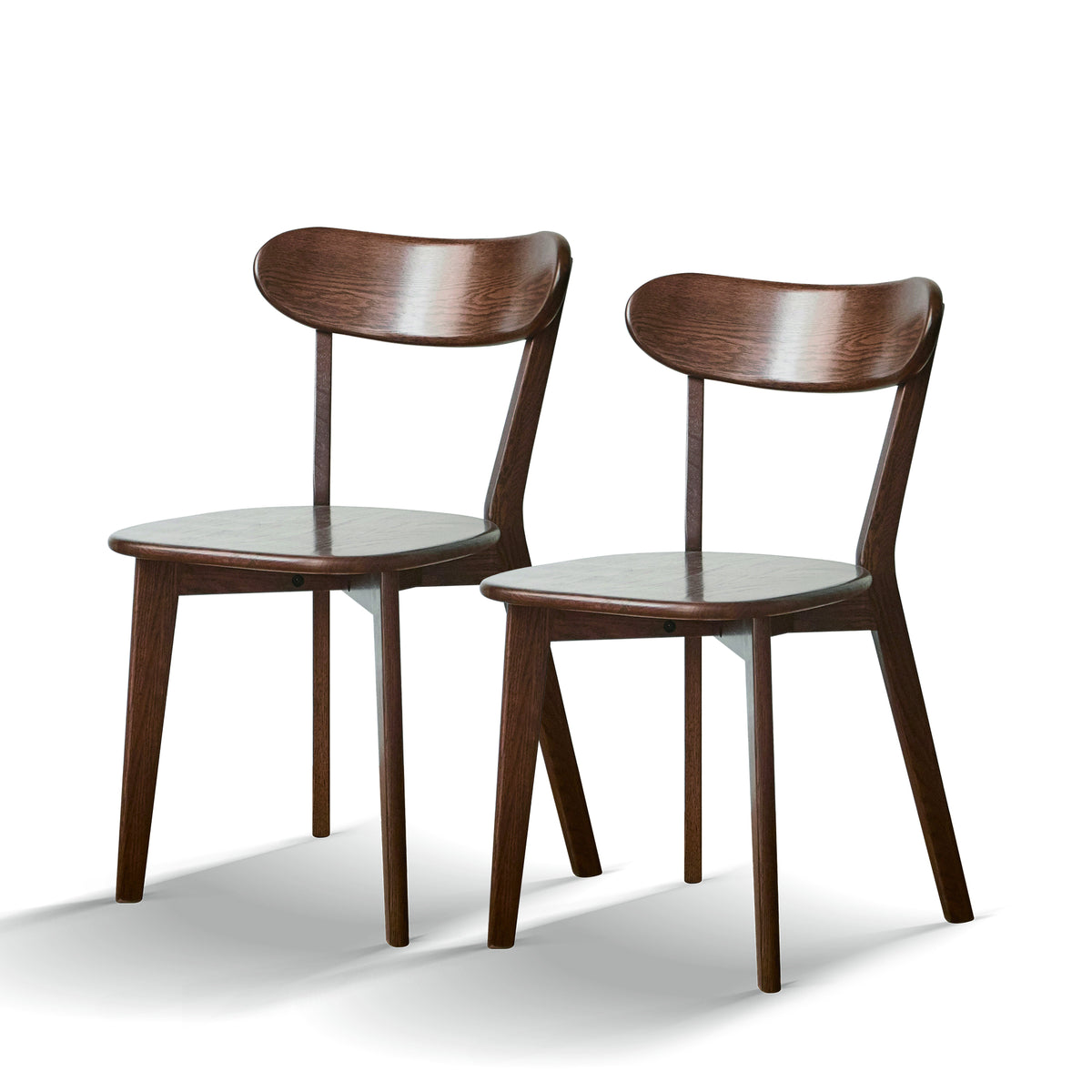 Natural Oak Dining Chair Set of 2 - Solid Wood, Walnut Finish, 46.5 * 54 * 80cm - Grand Goldman Shop