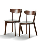 Natural Oak Dining Chair Set of 2 - Solid Wood, Walnut Finish, 46.5 * 54 * 80cm - Grand Goldman Shop
