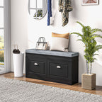 HOMCOM Modern Shoe Rack Bench for Entryway, Storage Organizer with Cushion, 2 Drawers, Adjustable Shelf, Holds 8 Pairs, Black - Grand Goldman Shop