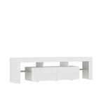 High gloss TV Stand with LED Lights for TVs up to 65'', Modern TV Console with Storage Cabinets for Living Room - Grand Goldman Shop