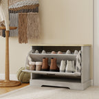 Shoe Storage Bench with 1 Flip Drawer and Adjustable Shelf, Small Shoe Cabinet  for Entryway, Hallway, Bedroom-Antique White - Grand Goldman Shop