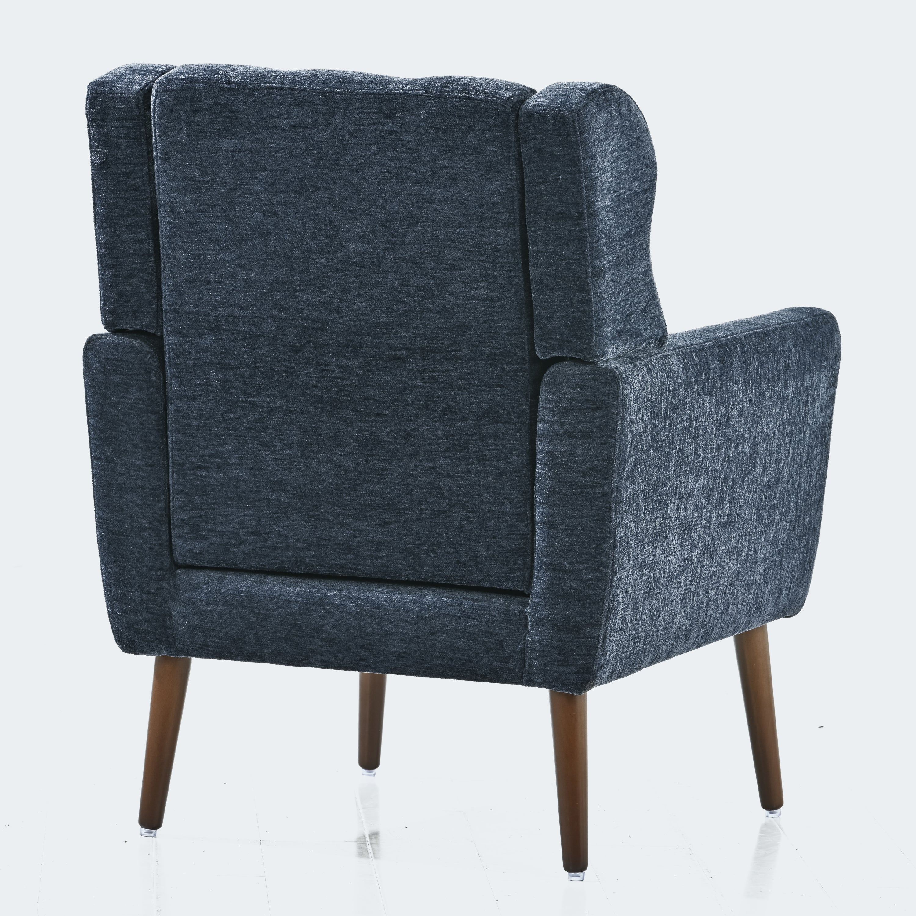 Modern Accent Chair,Chenille Arm Chairs for Living Room,Upholstered Mordern Armchair,Comfy Soft Padded Lounge Chair in Small Space, Bedroom, w/Pillow, Solid Wood Leg (Dark Blue) - Grand Goldman Shop