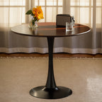Walnut Round Table, Modern Dining Table, Dining Table, MDF Top and Steel Base Tulip Round Kitchen Table, Kitchen Table, Mid Century Coffee Table for Living Room 24 Inch, Oval Dining Table - Grand Goldman Shop