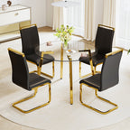Modern minimalist style circular transparent tempered glass table, tempered glass tabletop, golden metal legs, suitable for kitchen, dining room, and living room, 42 '* 42' * 29.5 '1123r - Grand Goldman Shop