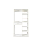Freestanding Closet System,  Stand-Alone Wardrobe with 6 open Shelves,74.8'' Heigh Closetwith 1 Wood Drawers, Wood Walk-in Closet with 2 Hanging Rod, White - Grand Goldman Shop