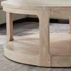 40inch Large Curved 2 Tier Traditional Round Circle Wooden Center Coffee Table,Rounded Table with Wheels,Mid Century Rustic Style Table for living Room,Office,Apartment,OAK - Grand Goldman Shop