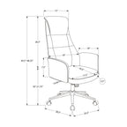 Contemporary Office Chair with Adjustable Height, Ergonomic Design, Black Leather-Look Upholstery, Chrome Metal Base, Modern 