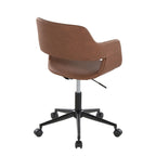 Contemporary Task Chair in Black Metal and Brown Faux Leather | Premium Home Decor - Grand Goldman