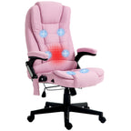 HOMCOM 6 Point Vibrating Massage Office Chair with Heat, Linen High Back Executive Office Chair with Reclining Backrest, Padd
