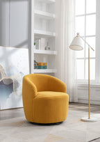 Teddy Fabric Swivel Accent Armchair Barrel Chair With Black Powder Coating Metal Ring,Yellow - Grand Goldman Shop