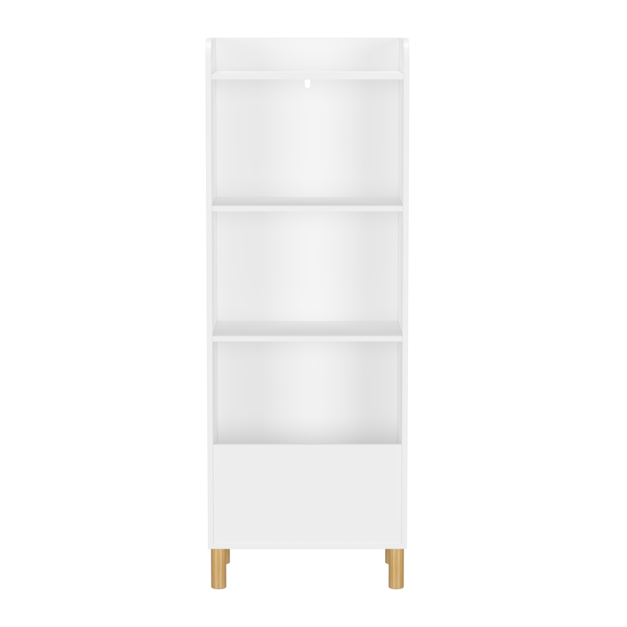 Kids 4-Tier Bookcase, Children's Book Display with Safety Restraint, White MDF & Pine Wood Storage Cabinet for Nursery, Playr