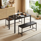 Dining Table Set, Bar Table with 2 Dining Benches, Kitchen Table Counter with Chairs, Industrial for Kitchen Breakfast Table, Living Room, Party Room, Black , 43.3″L x23.6″W x 29.9″H - Grand Goldman Shop