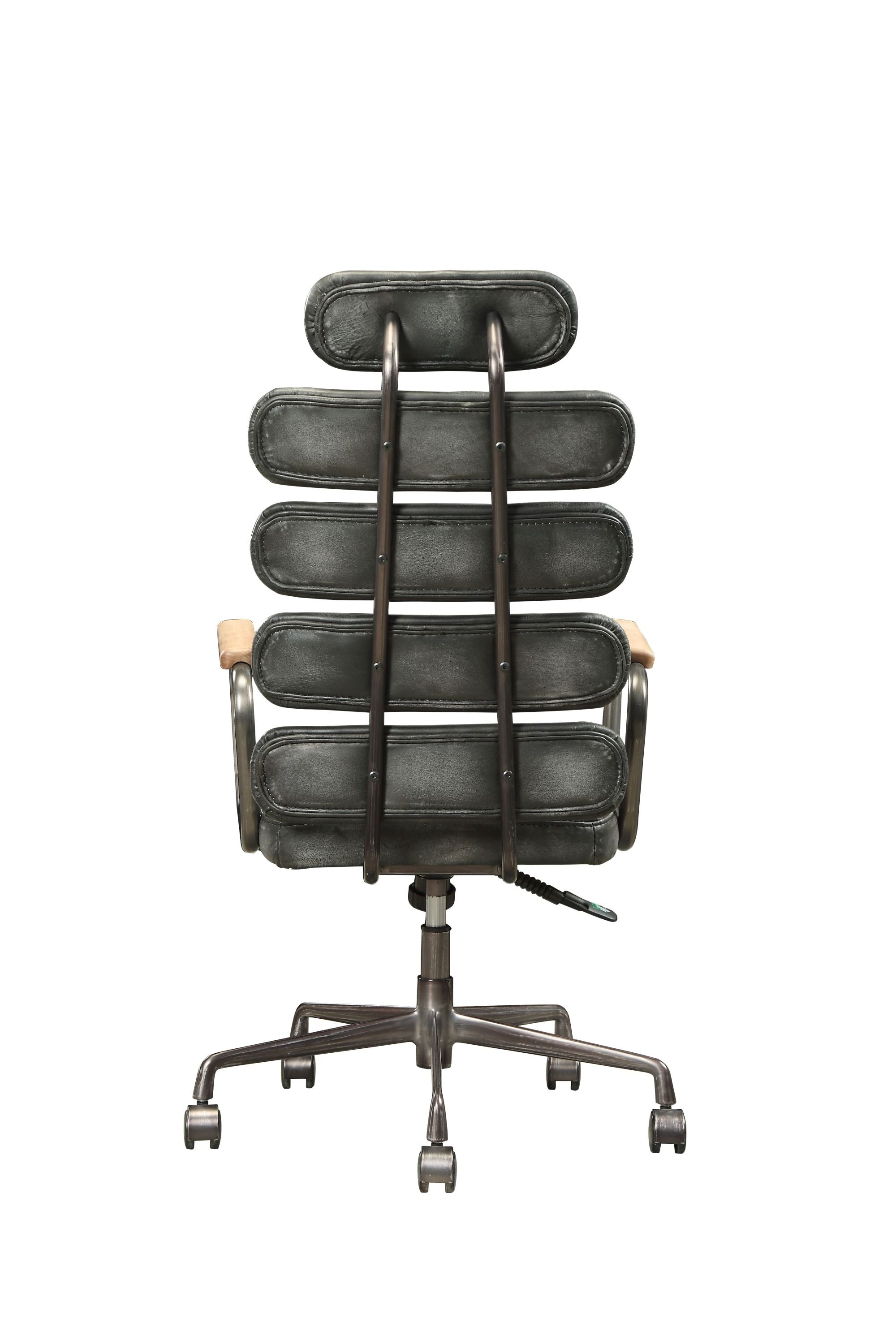 Calan Vintage Black Top Grain Leather Office Chair | Premium Home Decor - Grand Goldman