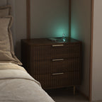 Nightstand with Charging Station, Smart Nightstand with Night Light, Modern Night Stand with Storage Cabinet for Bedroom, Wood - Grand Goldman Shop