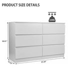 Modern 6 Drawer Dresser with Spacious Countertop and Concealed Handles, Storage Cabinet for Bedroom and Living Room, White MDF - Grand Goldman Shop