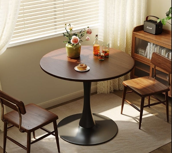 Walnut Round Table, Modern Dining Table, Dining Table, MDF Top and Steel Base Tulip Round Kitchen Table, Kitchen Table, Mid Century Coffee Table for Living Room 24 Inch, Oval Dining Table - Grand Goldman Shop