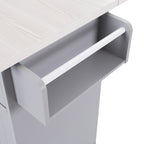 K&K Kitchen Island with Trash Can Storage Cabinet, Kitchen Cart with Drop Leaf, Spice Rack, Towel Rack and Drawer, Rolling Kitchen Island on Wheels with Adjustable Shelf, Grey - Grand Goldman Shop