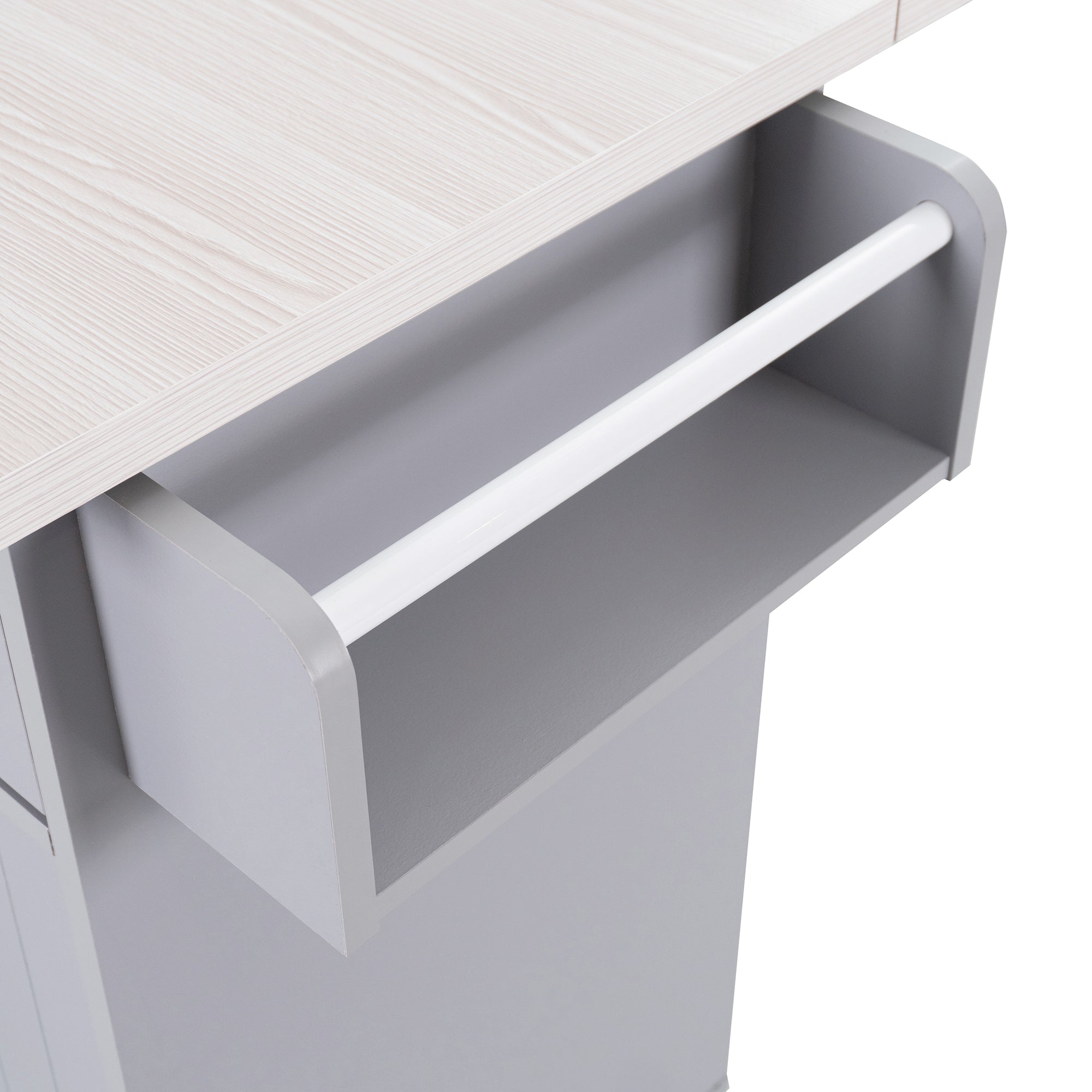 K&K Kitchen Island with Trash Can Storage Cabinet, Kitchen Cart with Drop Leaf, Spice Rack, Towel Rack and Drawer, Rolling Kitchen Island on Wheels with Adjustable Shelf, Grey - Grand Goldman Shop