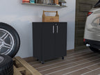 Storage Cabinet Lions, Double Door and Casters, Black Wengue Finish - Grand Goldman