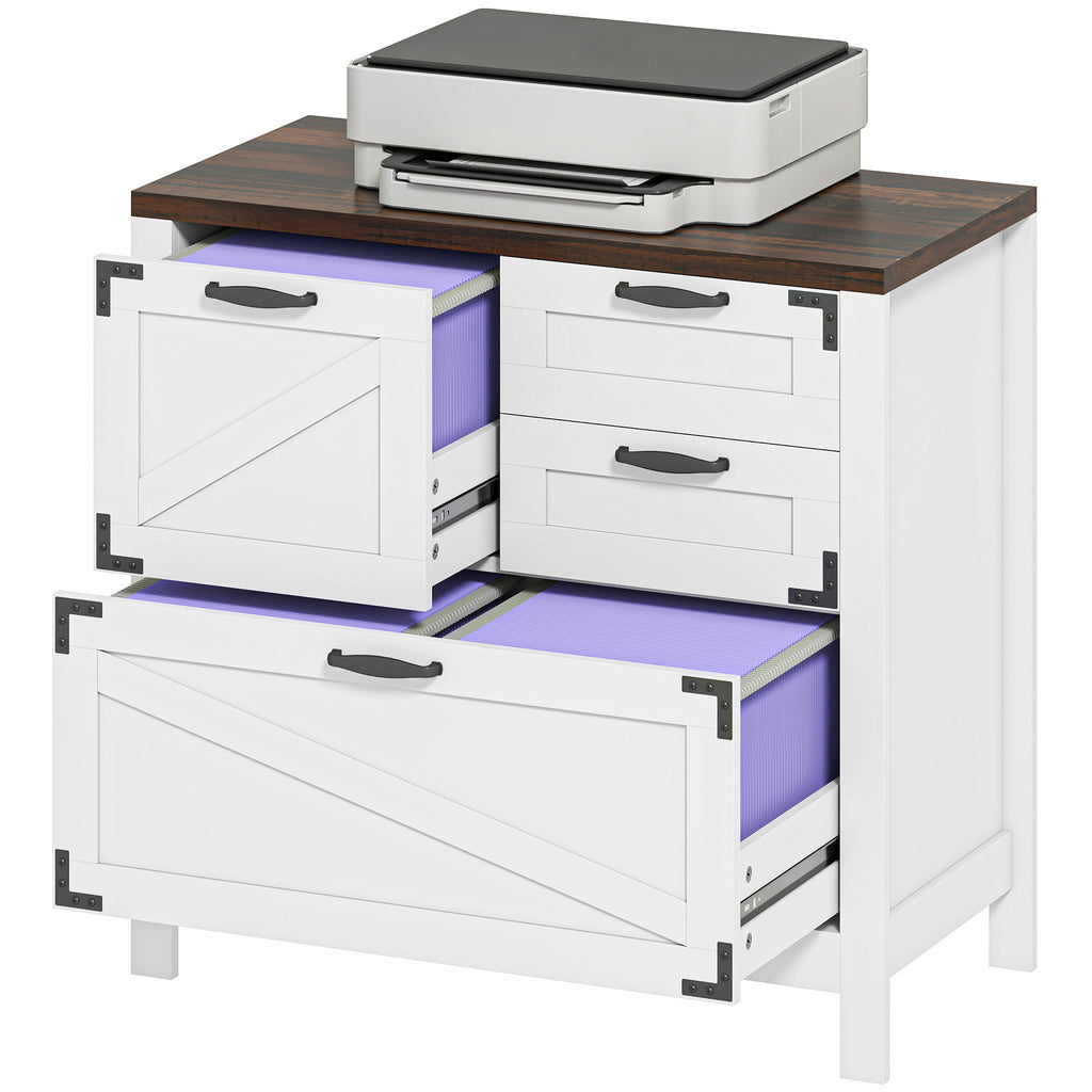 Farmhouse File Cabinet with 4 Drawers Lateral Filing Cabinet | Premium Home Decor - Grand Goldman