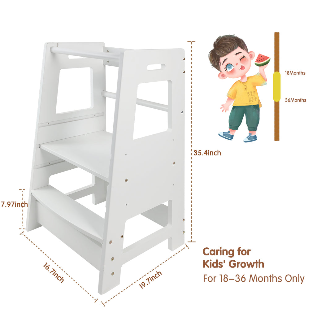 ECOMEX Toddler Standing Tower for Kitchen, Step Stool for Kid's Adjustable Height Learning Stool, Removable Anti-Drop Safety 
