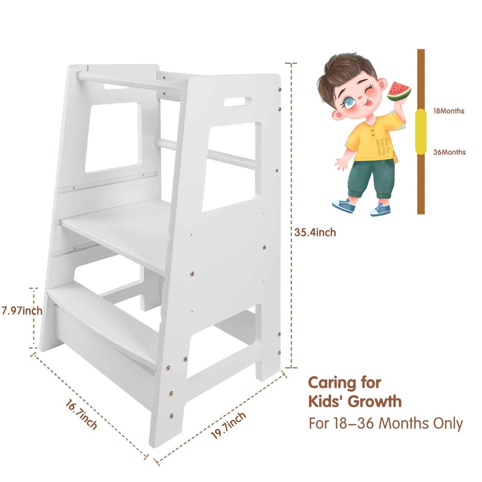 ECOMEX Toddler Standing Tower for Kitchen, Step Stool for Kid's Adjustable Height Learning Stool, Removable Anti-Drop Safety 
