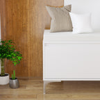 Modern White Wall-Mounted Entryway Shelf with Hooks and Storage Bench Set, Off White Metal & Wood, 39.37 x 15.75 x 19.49 inches - Grand Goldman Shop