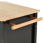 Kitchen Island Cart with Solid Wood Top and Locking Wheels,54.3 Inch Width,4 Door Cabinet and Two Drawers,Spice Rack, Towel Rack (Black) - Grand Goldman Shop