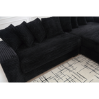 [NEW ARRIVED] [VIDEO PROVIDED] Oversized Two-Piece  Couches,  L Shaped Sofa, Corduroy, Right Chaise Daybed,with Armrests,Eight Throw Pillows,Corner Sofa,Easy To Assemble,  Black - Grand Goldman Shop