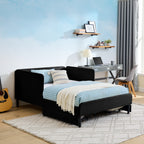 Black Velvet Upholstered Platform Bed Frame with 2 Storage Drawers and Adjustable Sofa Bed, Full Size - Grand Goldman Shop