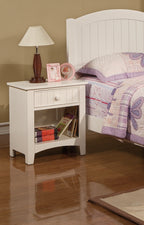 White Color Twin Size Bed Nightstand And Chest 3pc Set Bedroom Furniture Wooden Transitional Style Headboard - Grand Goldman Shop