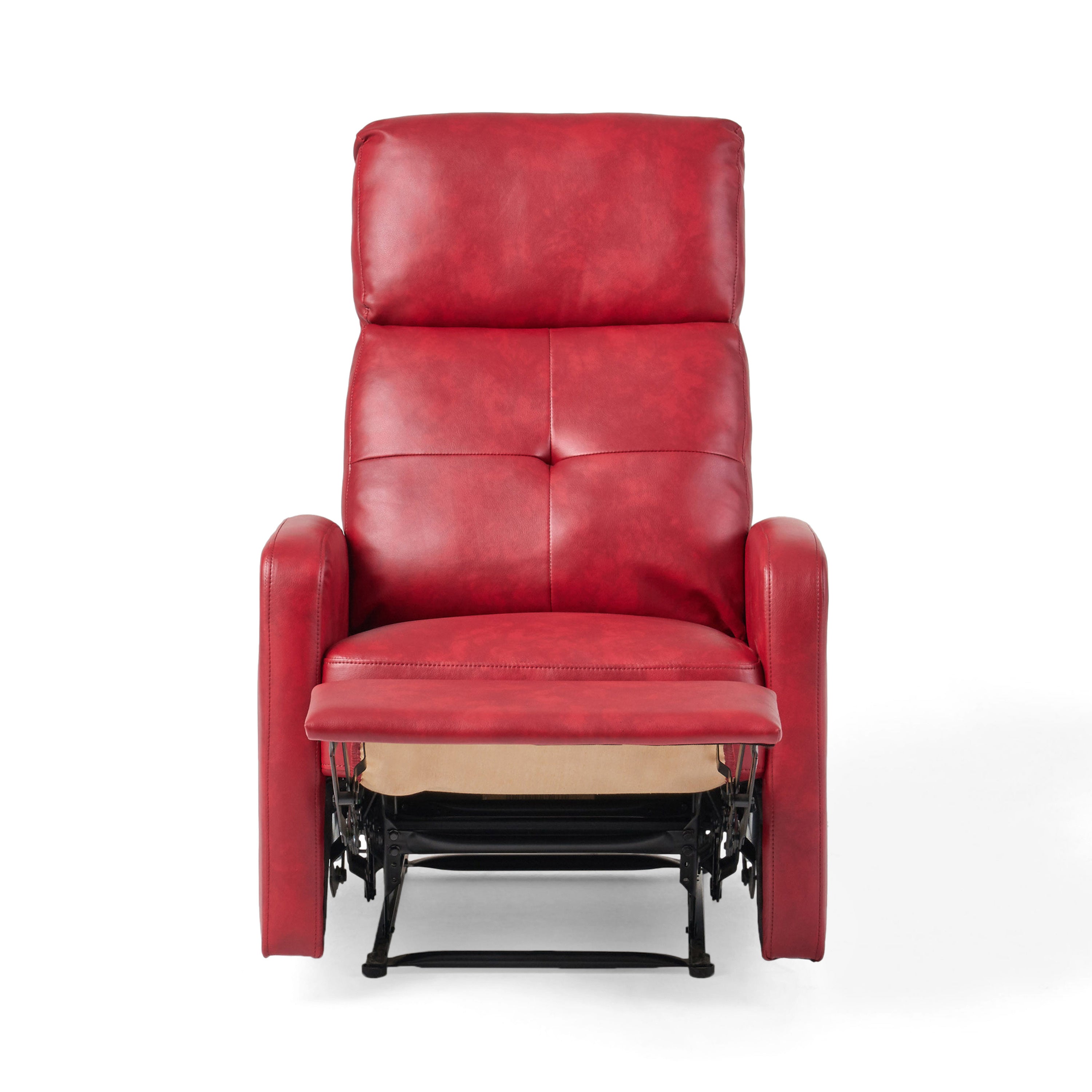 Contemporary Red PU Recliner Chair with Lever Mechanism - Grand Goldman Shop
