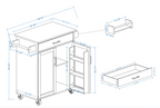 Kitchen island rolling trolley cart with 1 drawer & 2 doors with storage racks & Adjustable Shelves & towel rack & seasoning rack rubber wood table top-White - Grand Goldman Shop