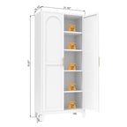 71'' 2 Shapely Doors Cabinet, Metal Storage Cabinet with Doors and Adjustable Shelves, for Bedroom, Living Room, Kitchen (White) - Grand Goldman Shop