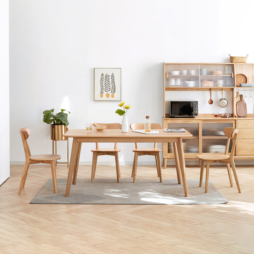 Natural Oak Dining Chair Set of 4 - Solid Wood, FAS Grade, Simple Design, 46.5x54x80cm - Grand Goldman Shop