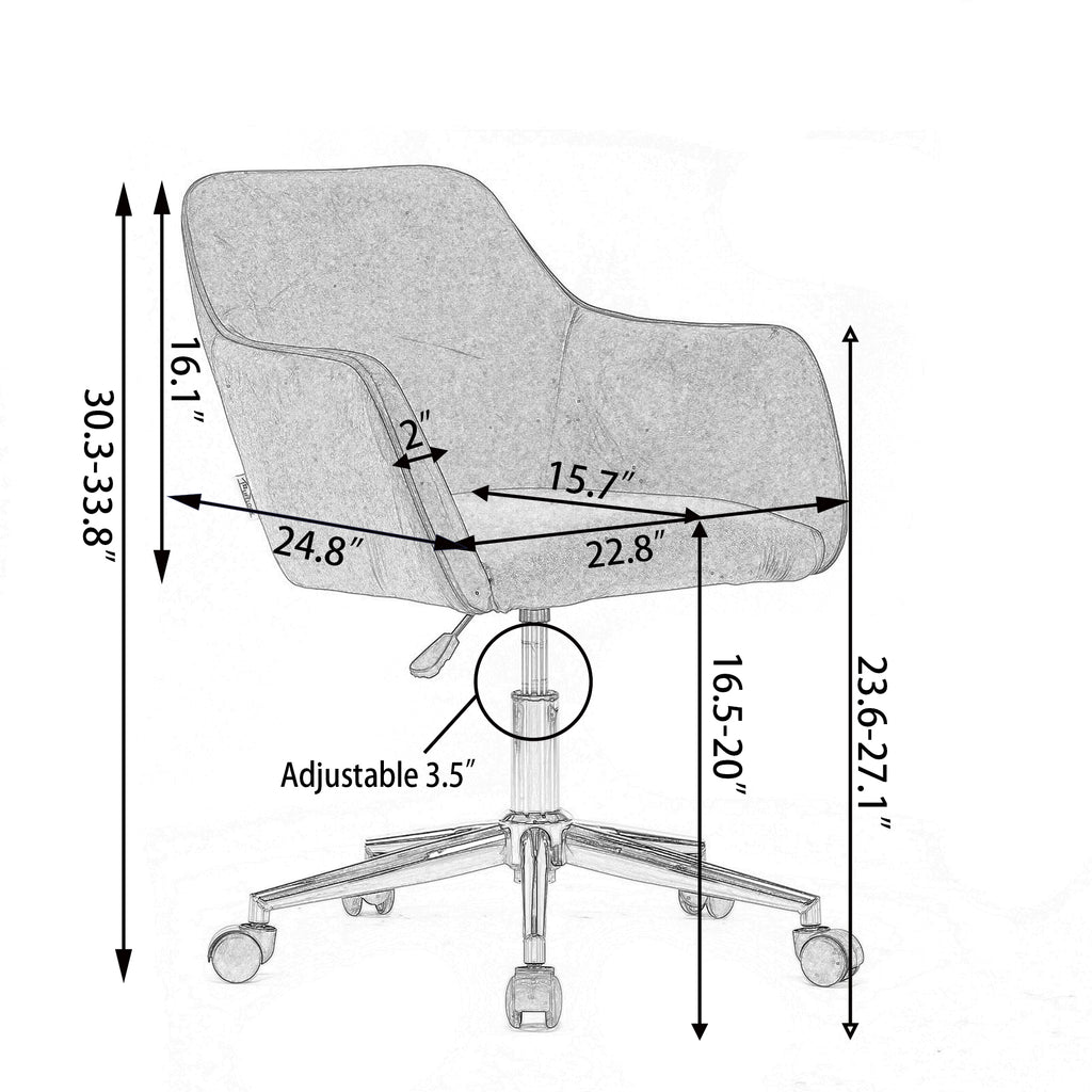 Modern Teddy Fabric Material Adjustable Height 360 Revolving Home Office Chair With Gold Metal Legs And Universal Wheel For I