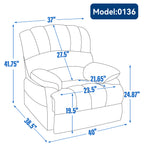 Large Manual Recliner Chair in Fabric for Living Room, Beige - Grand Goldman Shop