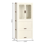 Portable Wardrobe Closet Storage Organizer with Magnetic Doors and Hanging Rod, Cream White - Grand Goldman Shop
