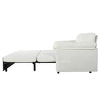 Convertible Pull-Out Queen Sleeper Sofa, 3-in-1 Loveseat with Side Storage & 8 Silent Casters, Beige Chenille Fabric, Fits Living Room, Bedroom, Apartment - Grand Goldman Shop