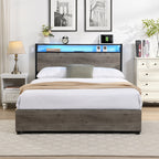 Full Bed Frame, Storage Headboard with Charging Station, Solid and Stable, Noise Free, No Box Spring Needed, Easy Assembly - Grand Goldman Shop