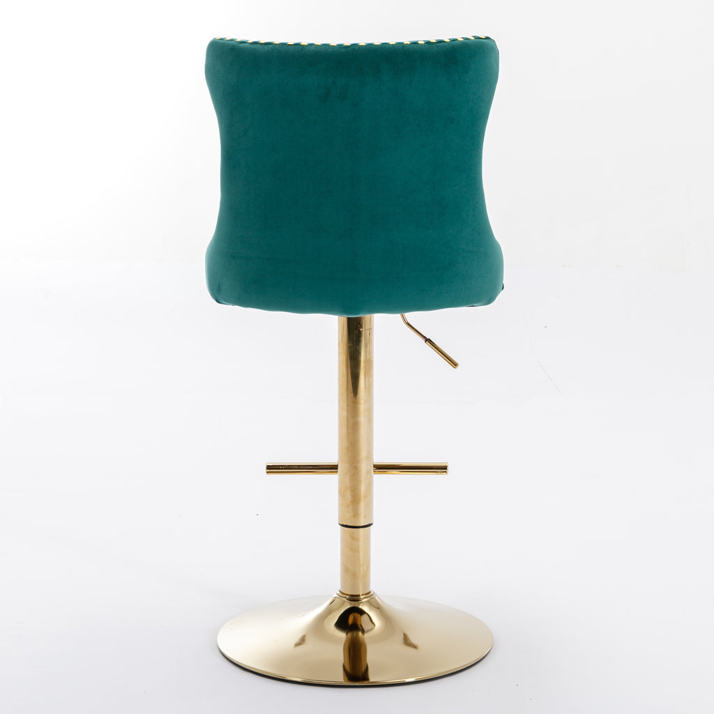 A&A Furniture,Golden Swivel Velvet Barstools Adjusatble Seat Height from 25-33 Inch, Modern Upholstered Bar Stools with Backs Comfortable Tufted for Home Pub and Kitchen Island（Green,Set of 2） - Grand Goldman Shop