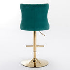 A&A Furniture,Golden Swivel Velvet Barstools Adjusatble Seat Height from 25-33 Inch, Modern Upholstered Bar Stools with Backs Comfortable Tufted for Home Pub and Kitchen Island（Green,Set of 2） - Grand Goldman Shop