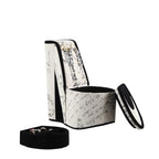 9' Tall Display Jewelry Box with Hooks, High Heel Shoe Design, Stencil Letter Print - Grand Goldman Shop
