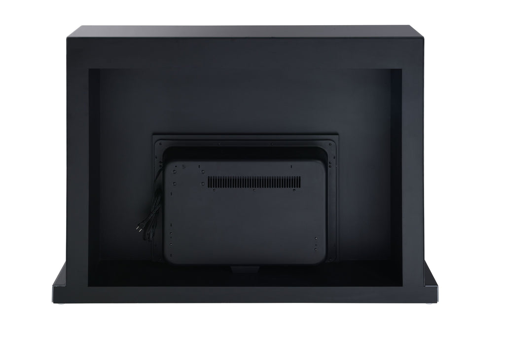 Drisana Black Mirrored Finish Fireplace - Grand Goldman Shop