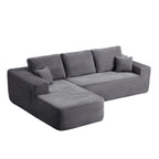104' Cloud Sectional Sofa with L-Shape Chaise and Side Pockets , Modern Modular Design, Deep Seating, Upholstered Couch for Living Room/Bedroom, No Assembly Required (Plush Fabric), Grey, Left-facing - Grand Goldman Shop